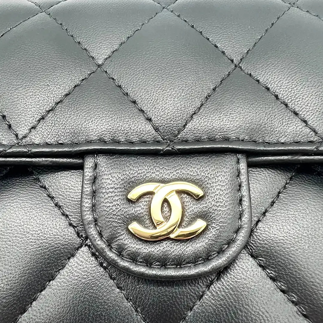 Chanel Geldbörse / Brieftasche Lammleder schwarz / ungetragen Chanel