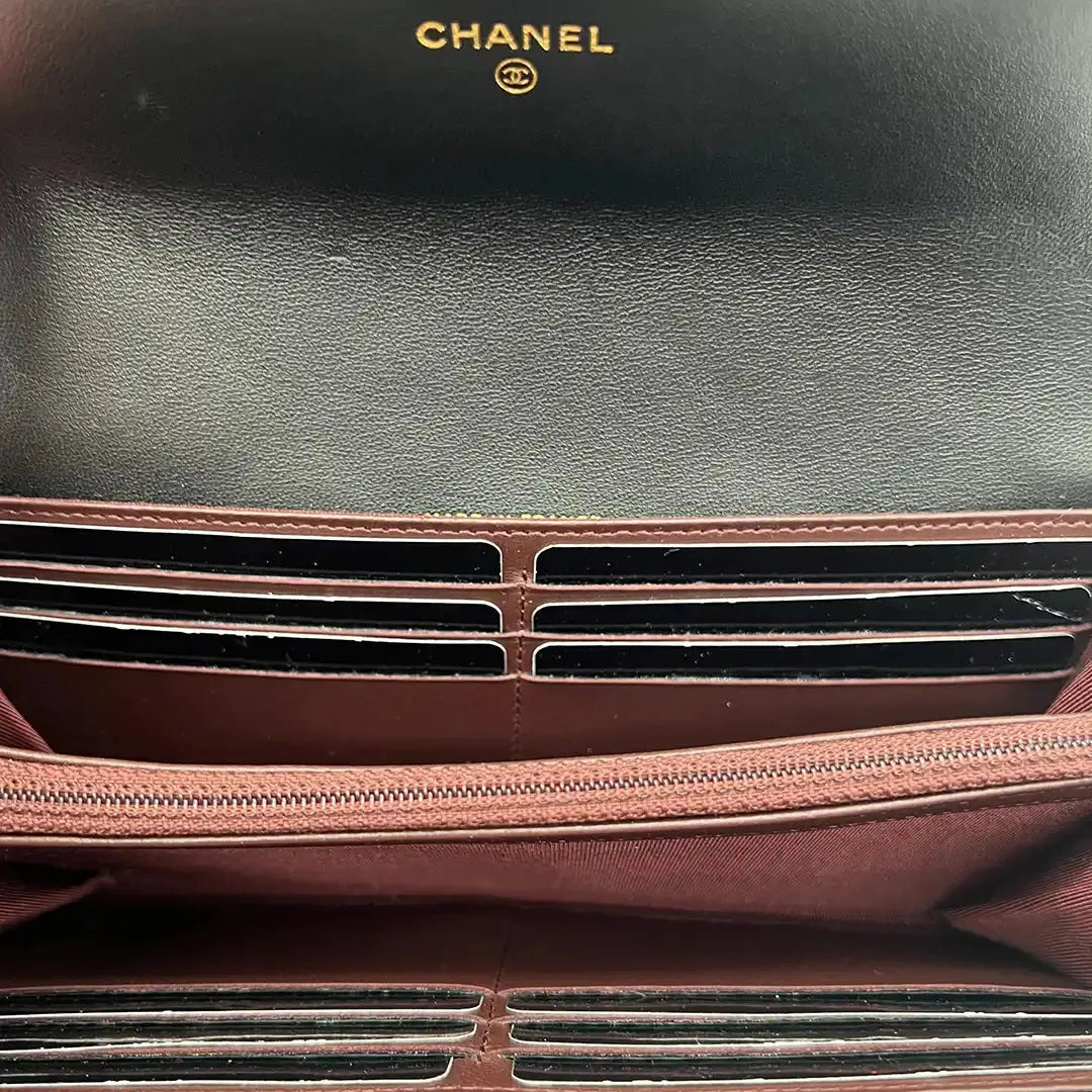 Chanel Geldbörse / Brieftasche Lammleder schwarz / ungetragen Chanel