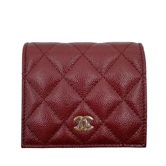 Chanel Geldbörse Bi-fold Kaviarleder Bordeaux / ungetragen Chanel