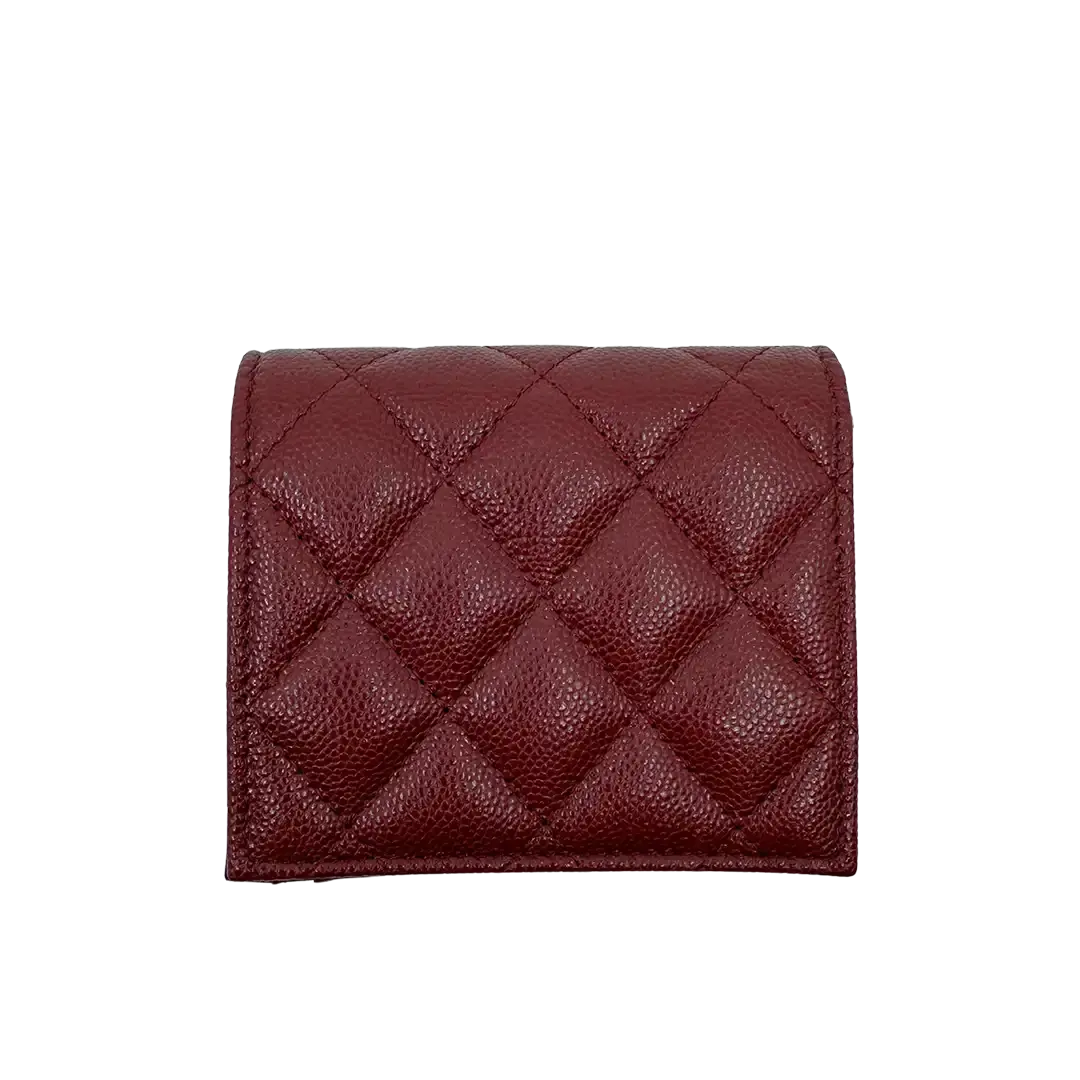 Chanel Geldbörse Bi-fold Kaviarleder Bordeaux / ungetragen Chanel