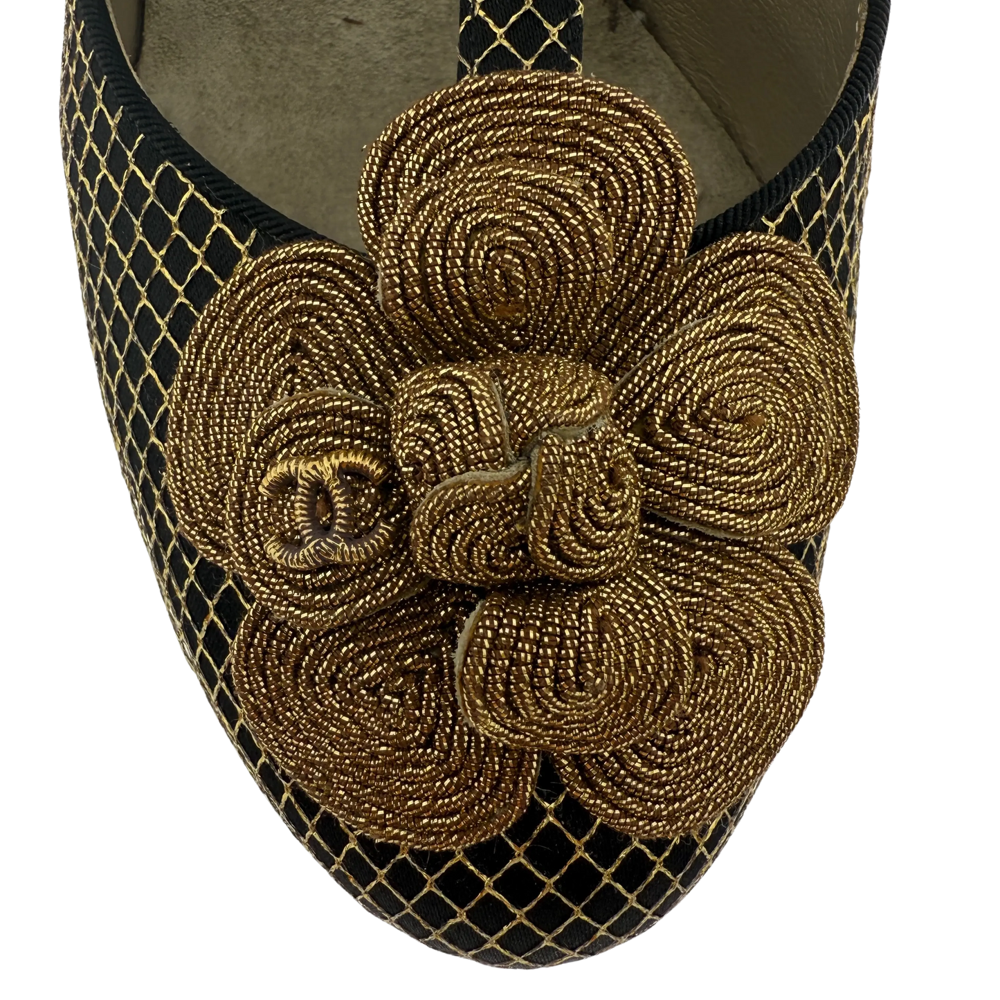 Chanel Heels Metallic gold floral Größe 38 1/2 / sehr gut Chanel