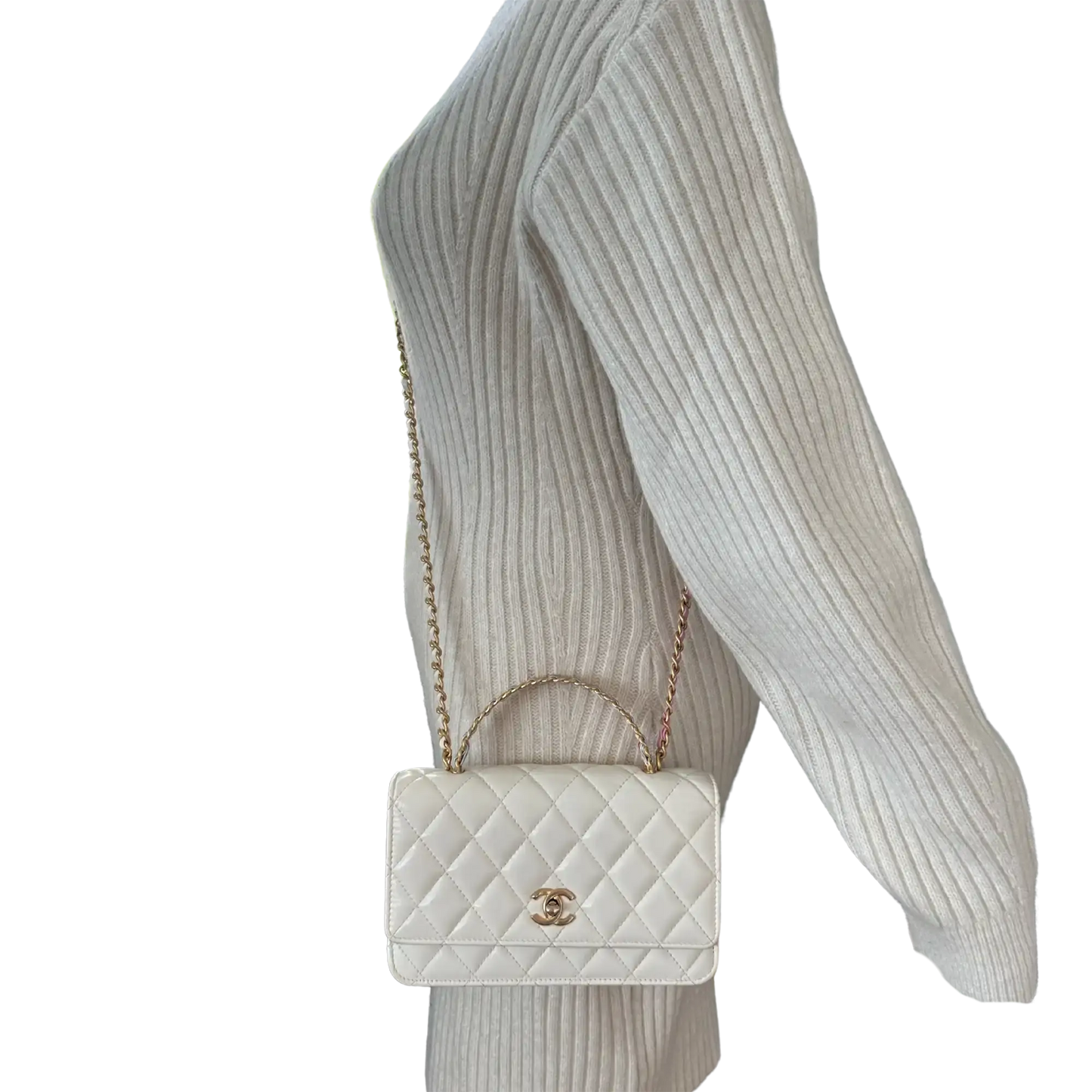 Chanel Multicolor Top Handle Wallet on Chain weiß / gut Chanel