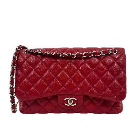 Chanel Timeless Double Flap Bag Jumbo rot Kaviarleder / gut Chanel