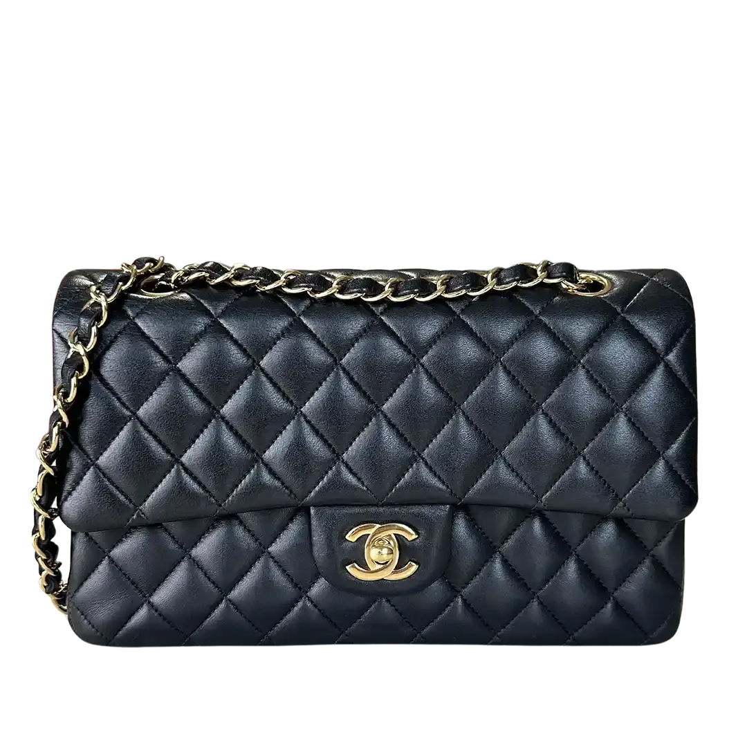 Chanel Timeless Double Flap Bag  Medium schwarz Lammleder Fullset / sehr gut Chanel