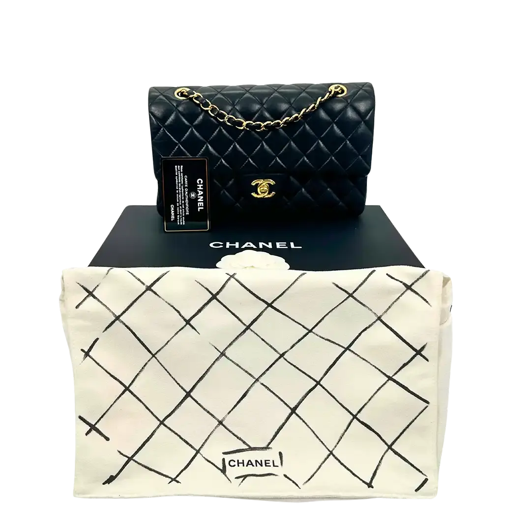 Chanel Timeless Double Flap Bag  Medium schwarz Lammleder Fullset / sehr gut Chanel