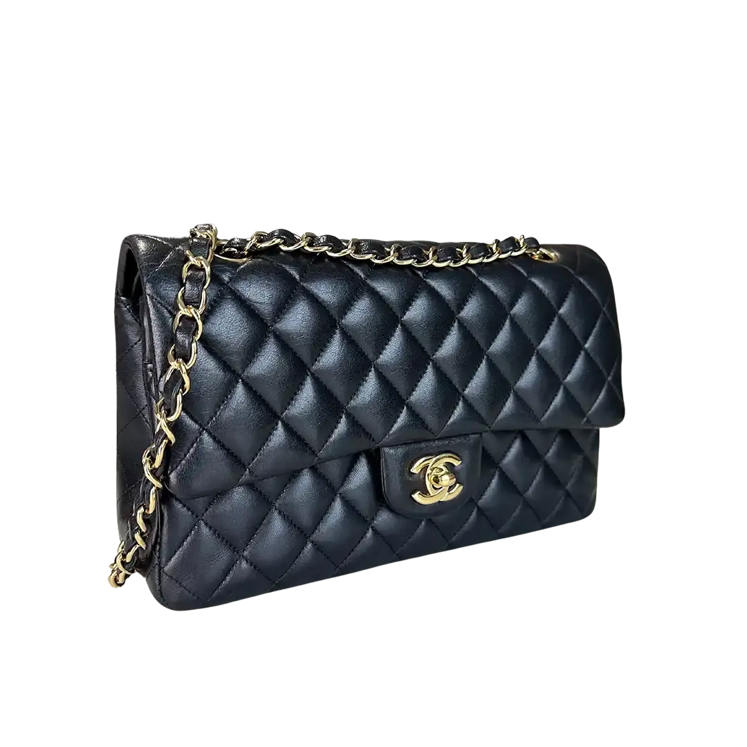 Chanel Timeless Double Flap Bag  Medium schwarz Lammleder Fullset / sehr gut Chanel