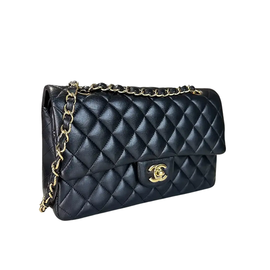 Chanel Timeless Double Flap Bag  Medium schwarz Lammleder Fullset / sehr gut Chanel