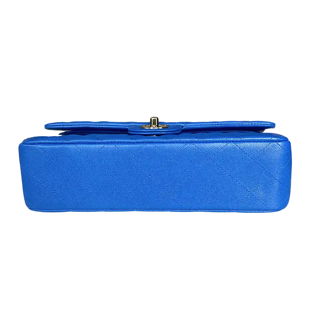 Chanel Timeless Double Flapbag Medium Kaviarleder blau 2022 Fullset / ungetragen Chanel