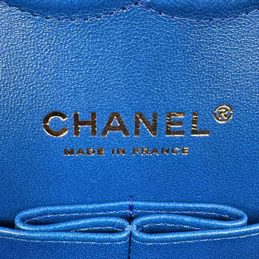 Chanel Timeless Double Flapbag Medium Kaviarleder blau 2022 Fullset / ungetragen Chanel
