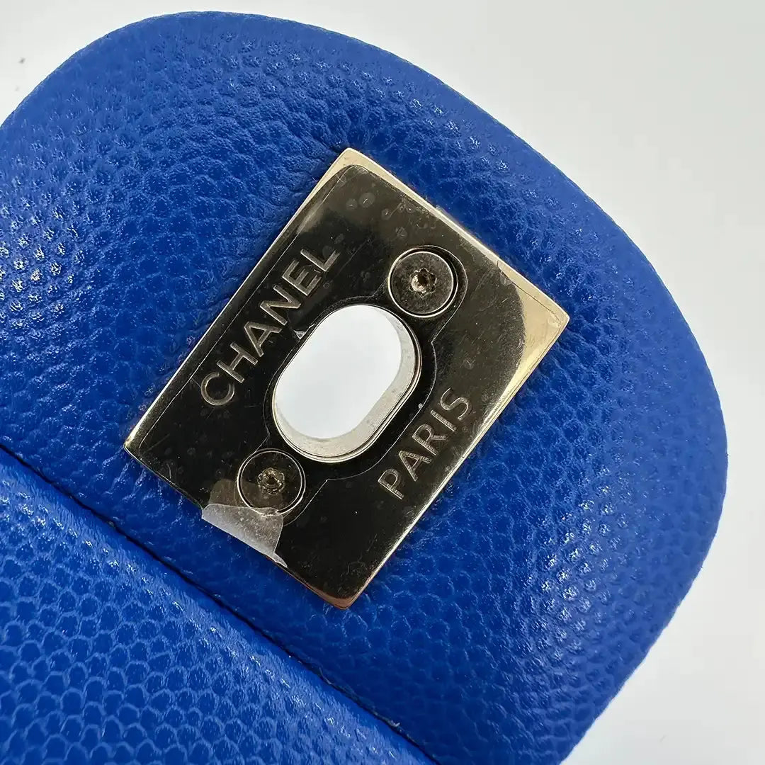 Chanel Timeless Double Flapbag Medium Kaviarleder blau 2022 Fullset / ungetragen Chanel