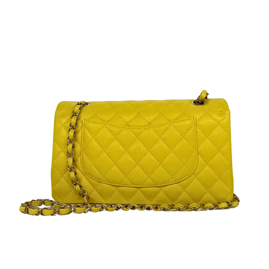 Chanel Timeless Double Flapbag Medium Kaviarleder gelb 2022 Fullset / ungetragen Chanel
