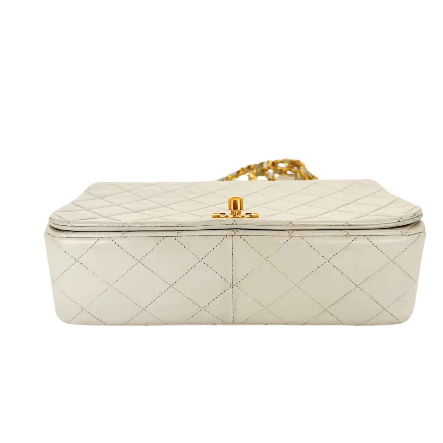 Chanel Timeless Single Flap Small weiß Lammleder Vintage / gut Produkt