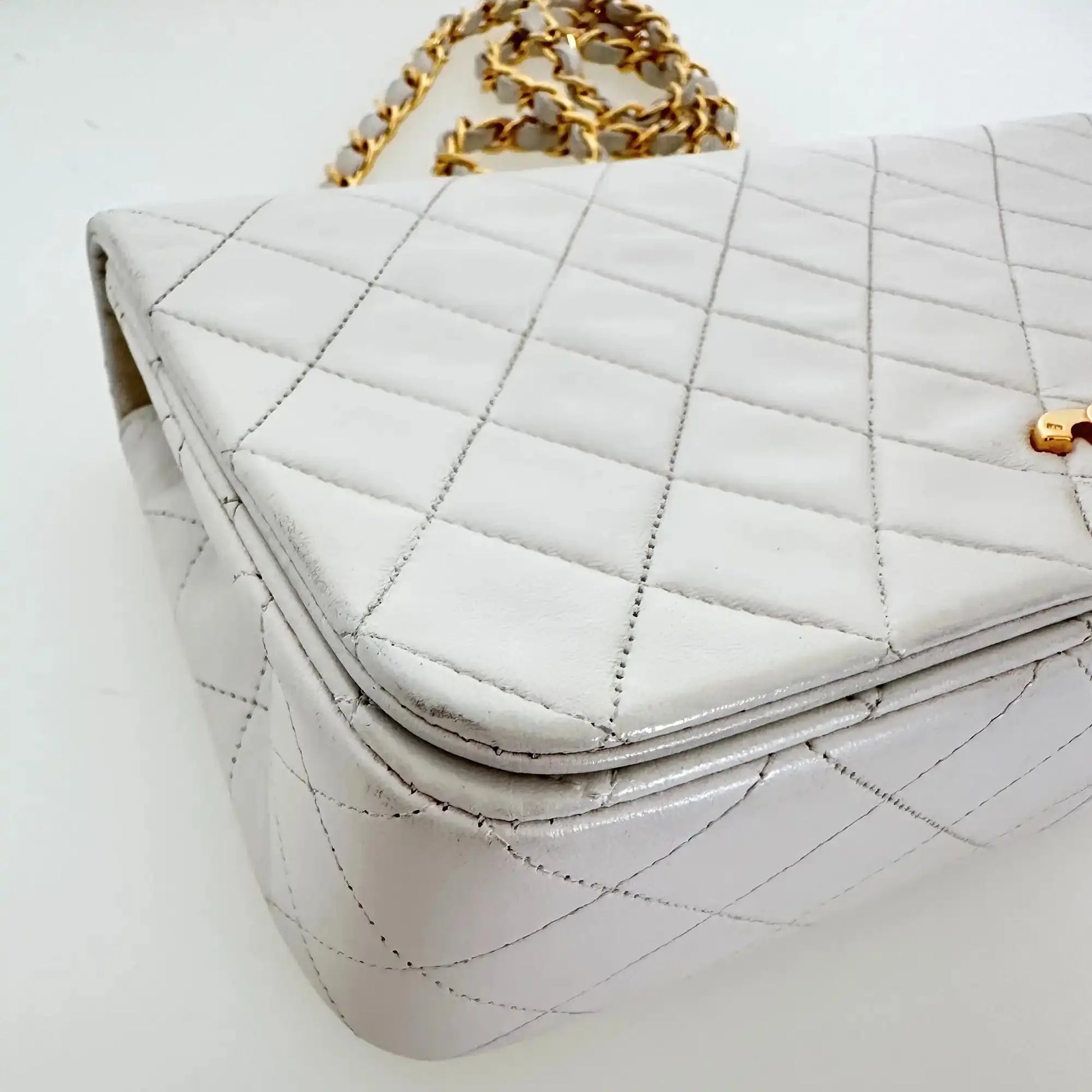 Chanel Timeless Single Flap Small weiß Lammleder Vintage / gut Produkt