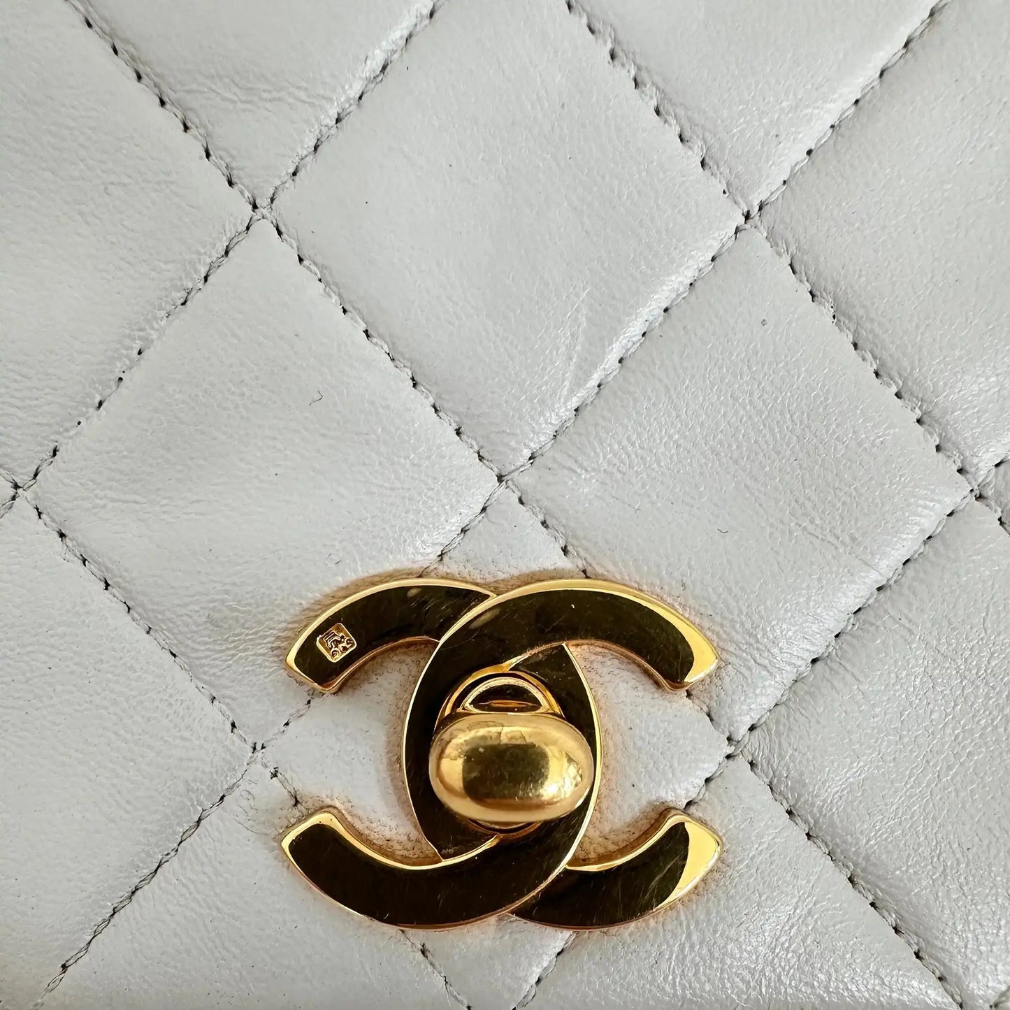 Chanel Timeless Single Flap Small weiß Lammleder Vintage / gut Produkt