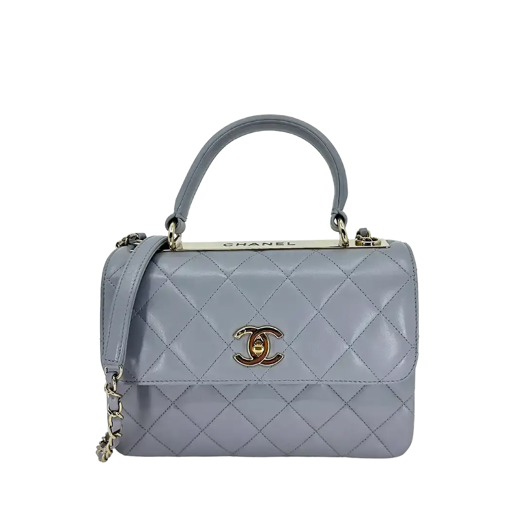 Chanel Trendy CC Top Handle Tasche Lammleder hellgrau Fullset / sehr gut Chanel