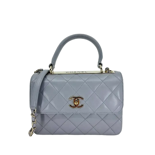 Chanel Trendy CC Top Handle Tasche Lammleder hellgrau Fullset / sehr gut Chanel