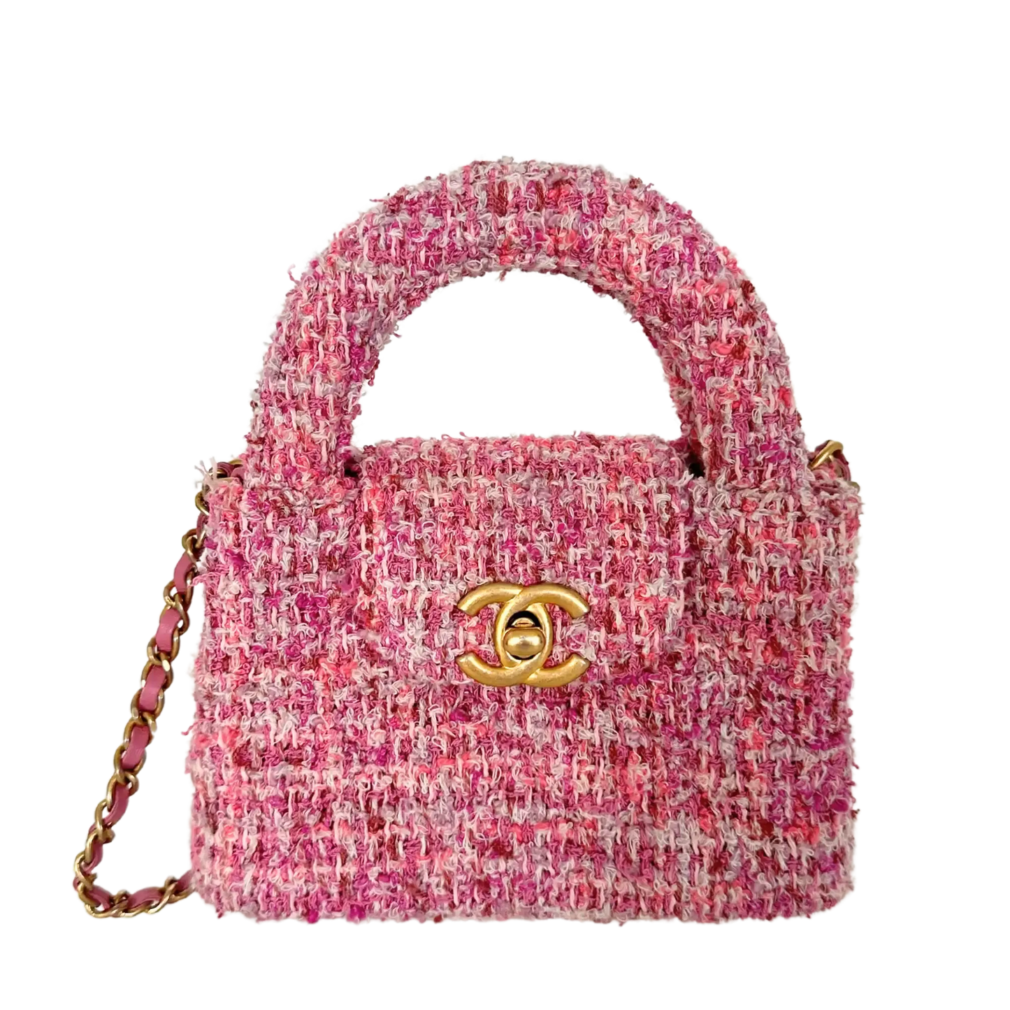 Chanel Tweed Nano Kelly Shopper pink / sehr gut Chanel