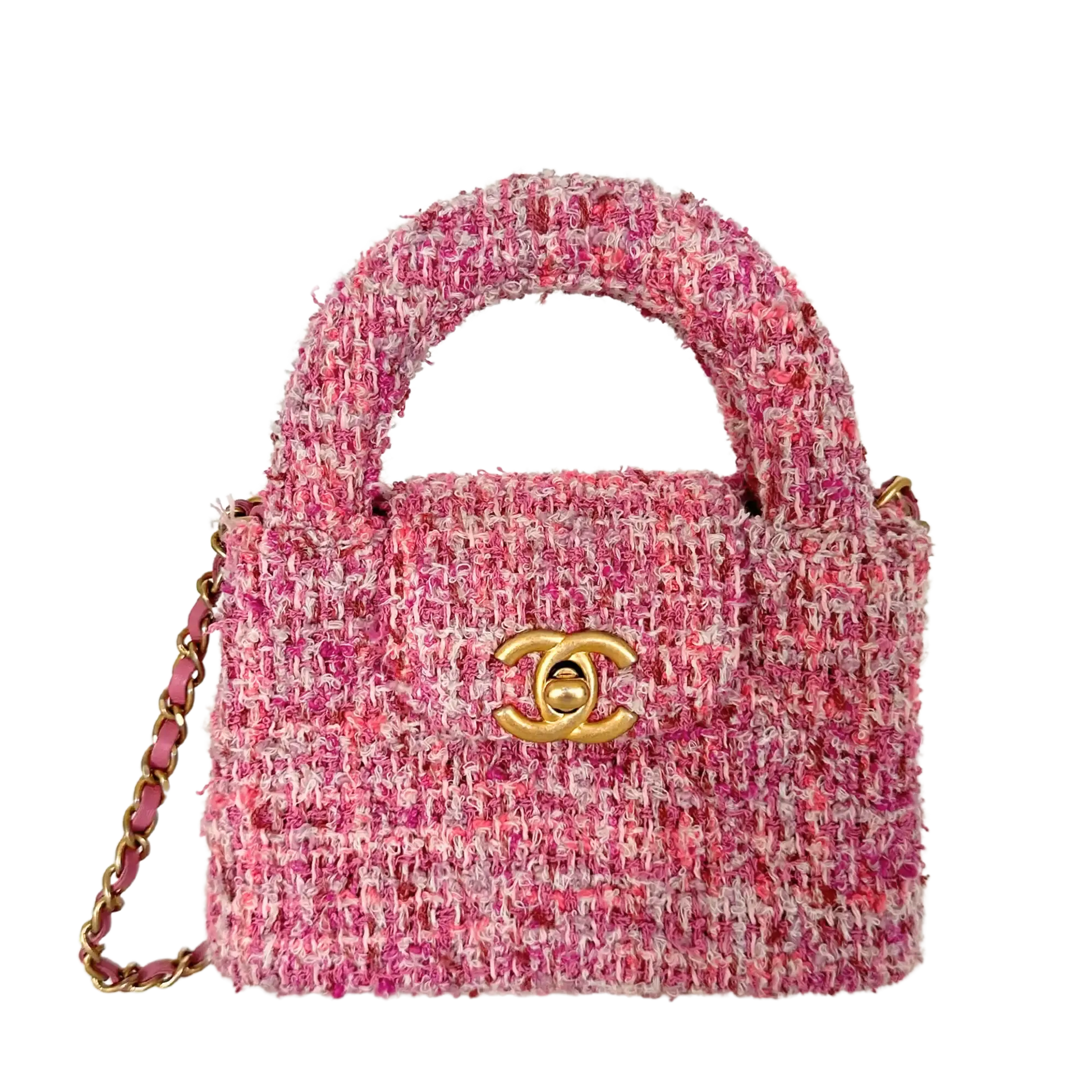 Chanel Tweed Nano Kelly Shopper pink / sehr gut Chanel