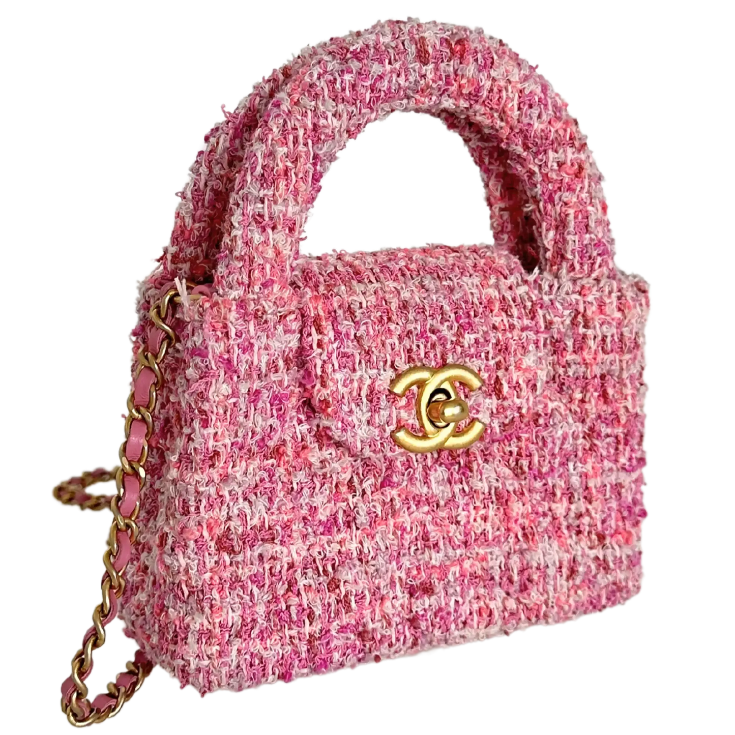 Chanel Tweed Nano Kelly Shopper pink / sehr gut Chanel