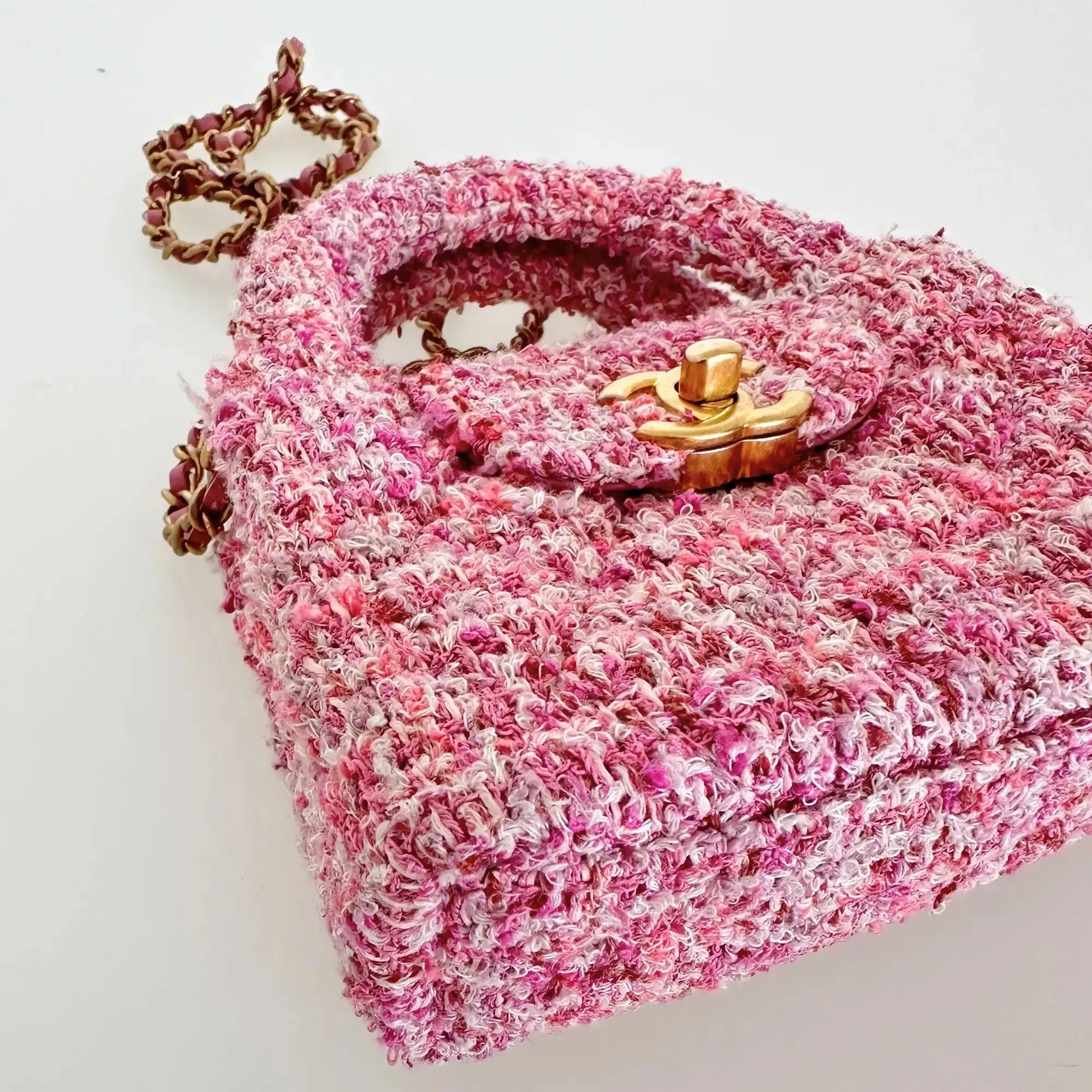 Chanel Tweed Nano Kelly Shopper pink / sehr gut Chanel