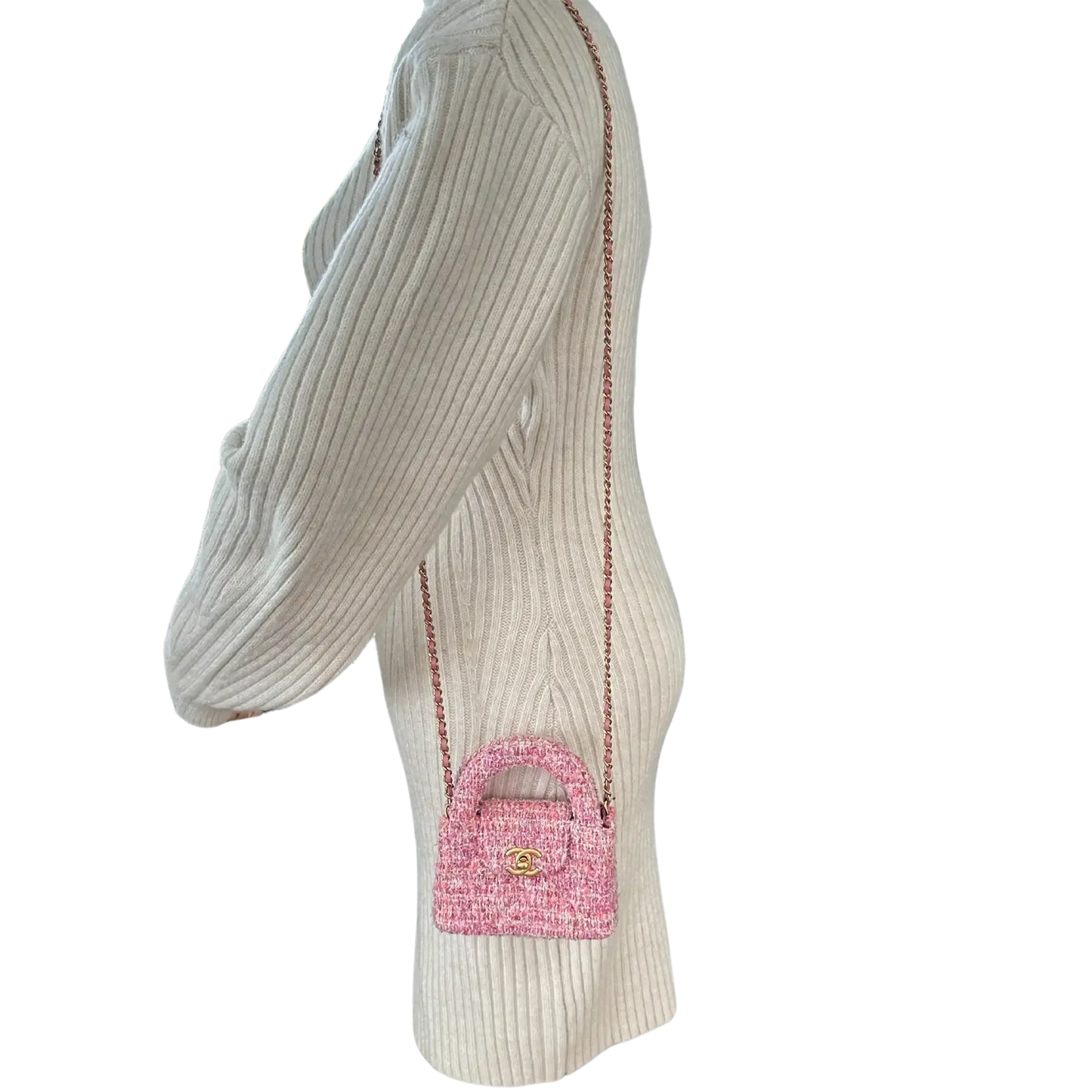 Chanel Tweed Nano Kelly Shopper pink / sehr gut Chanel