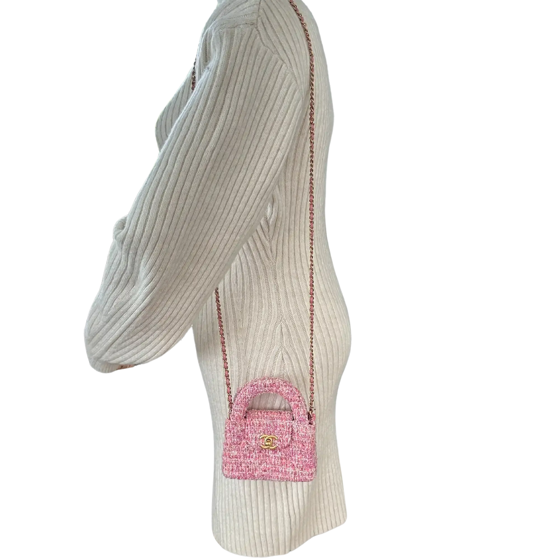 Chanel Tweed Nano Kelly Shopper pink / sehr gut Chanel