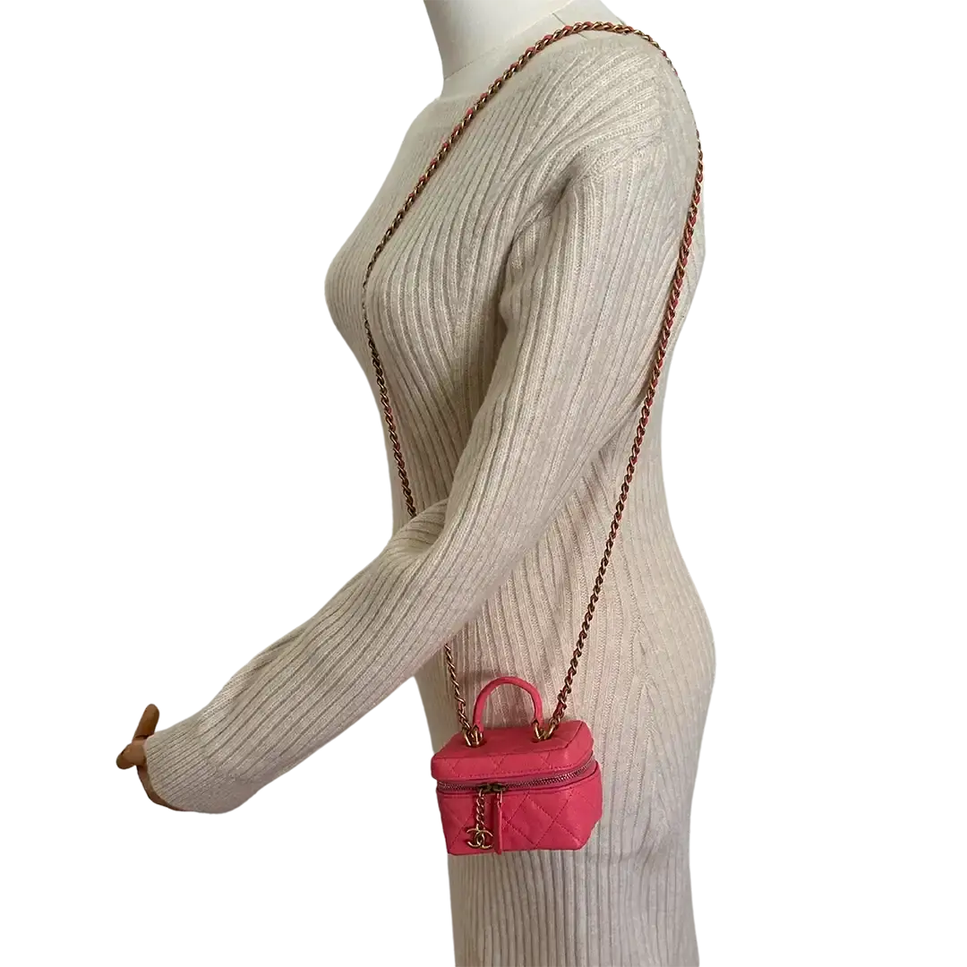 Chanel Vanity Pink Micro Bag Kaviaeleder Pink / sehr gut Chanel