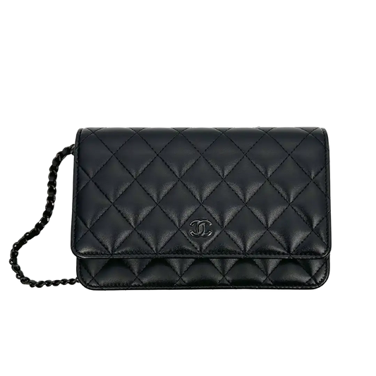 Chanel Wallet on Chain so black Edition Fullset Hardware verklebt / ungetragen Chanel