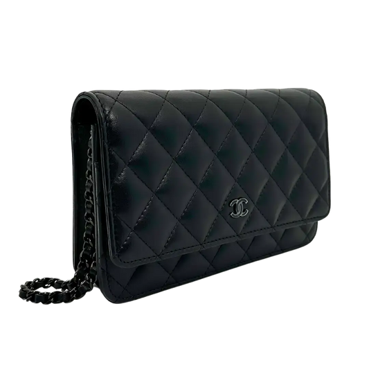 Chanel Wallet on Chain so black Edition Fullset Hardware verklebt / ungetragen Chanel
