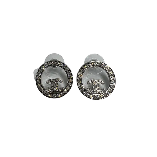 Chanel klassiche CC Ohrringe silber/kristall Fullset / neu Chanel