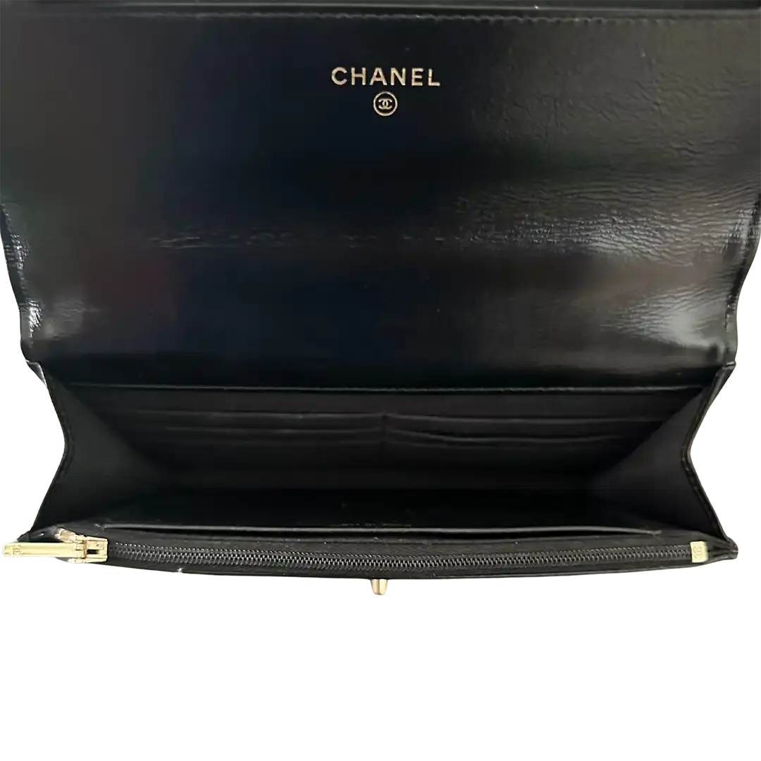 Chanel limited Wallet on Chain Pearl Top Handle glänzendes Lammleder / sehr gut Chanel