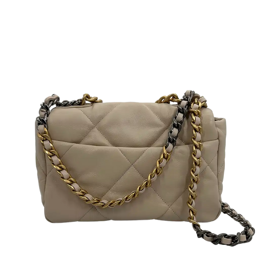 Chanel 19 Flap Bag Small Tasche Lammleder beige /  neuwertig Chanel