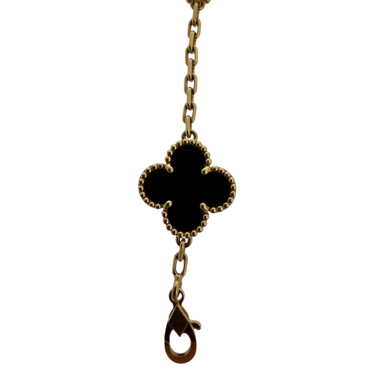 Van Cleef Vintage Alhambra 5 Motive 18 Karat Gelbgold, Onyx Fullset / sehr gut Van Cleef & Arpels