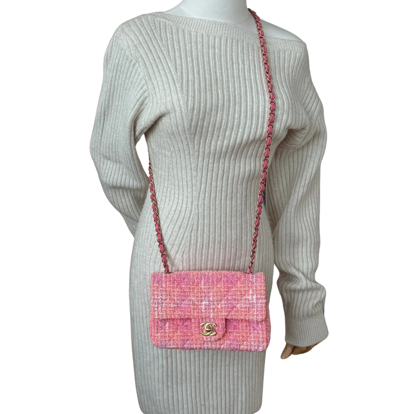 Chanel Bouclé Single Flap Bag Pink / neuwertig Chanel