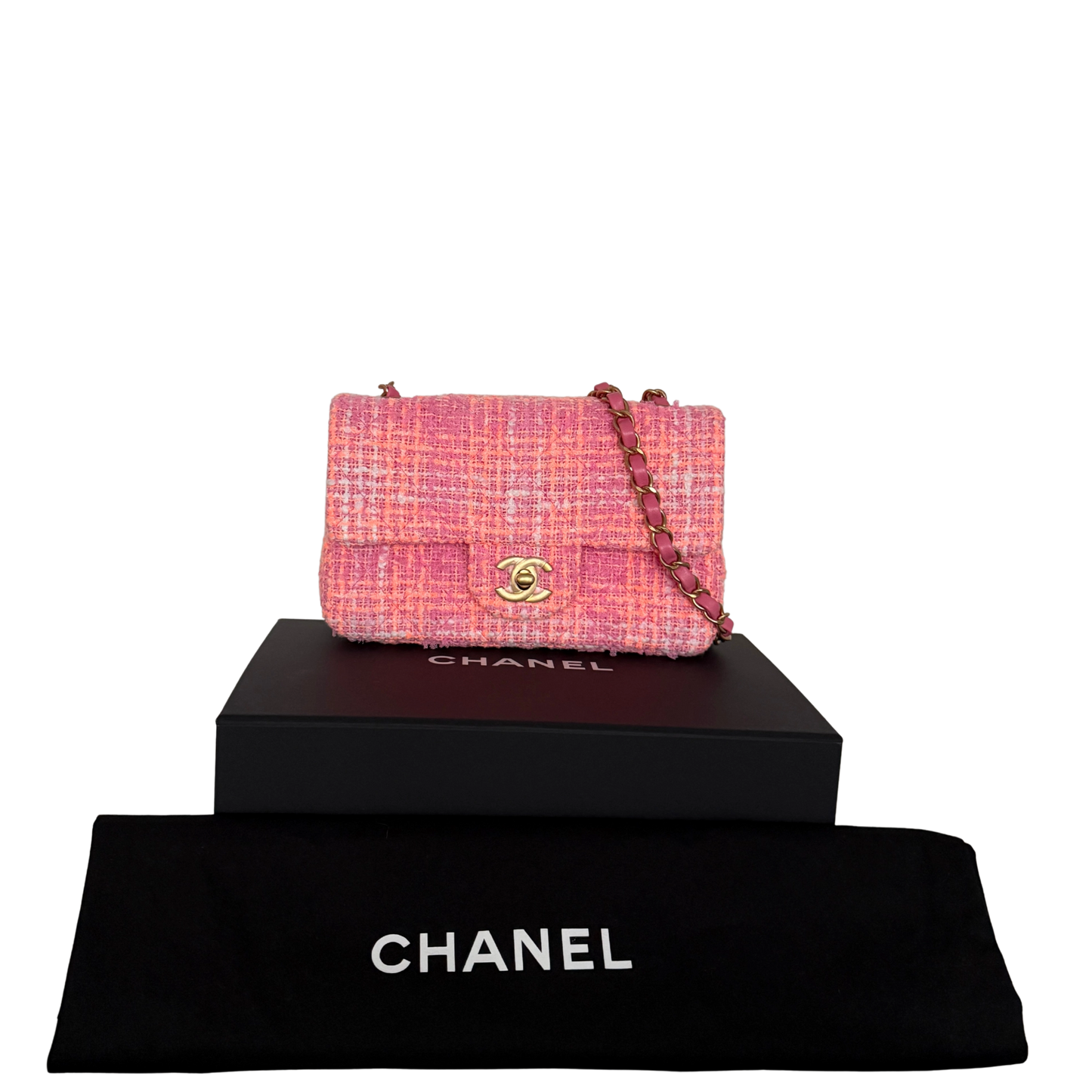 Chanel Bouclé Single Flap Bag Pink / neuwertig Chanel