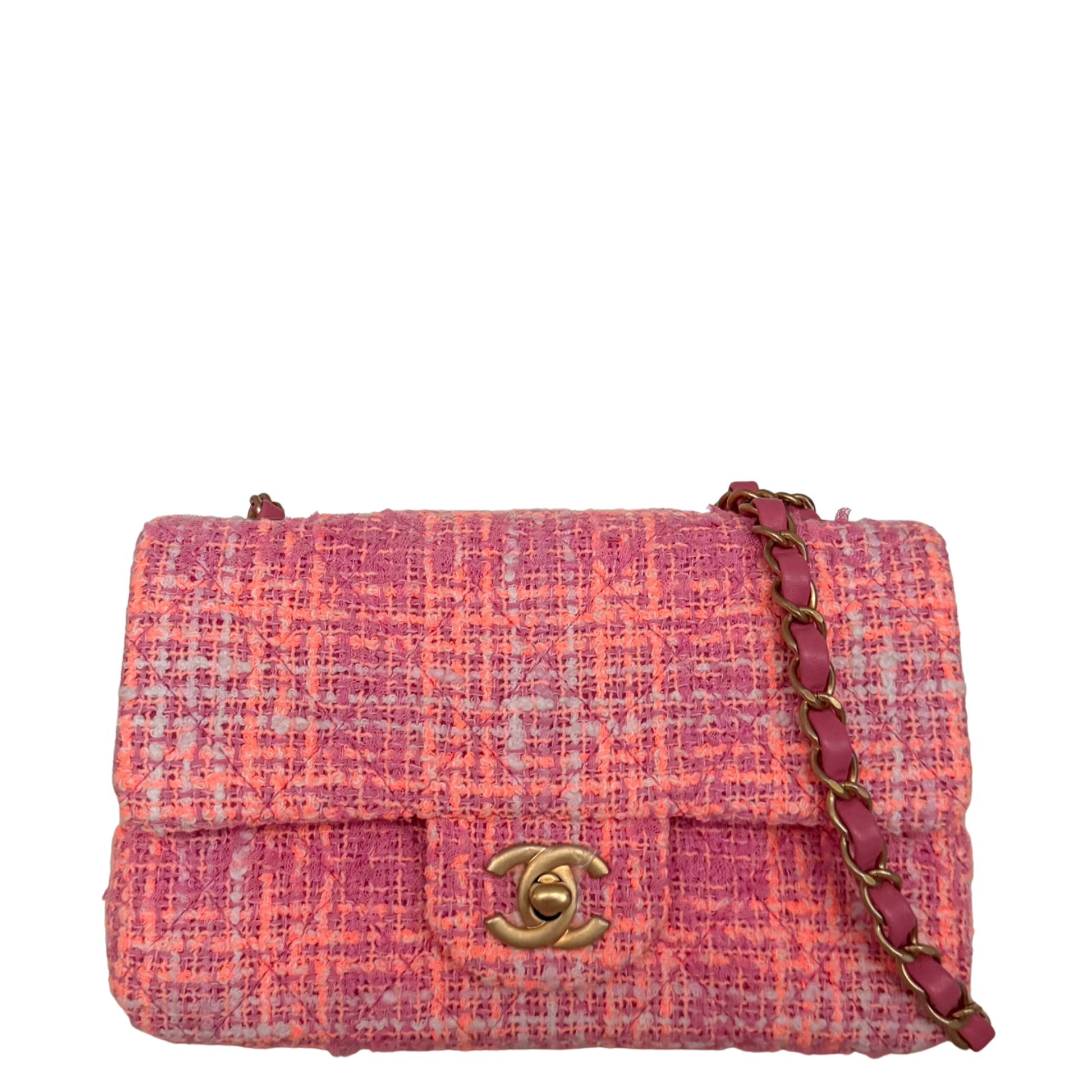 Chanel Bouclé Single Flap Bag Pink / neuwertig Chanel