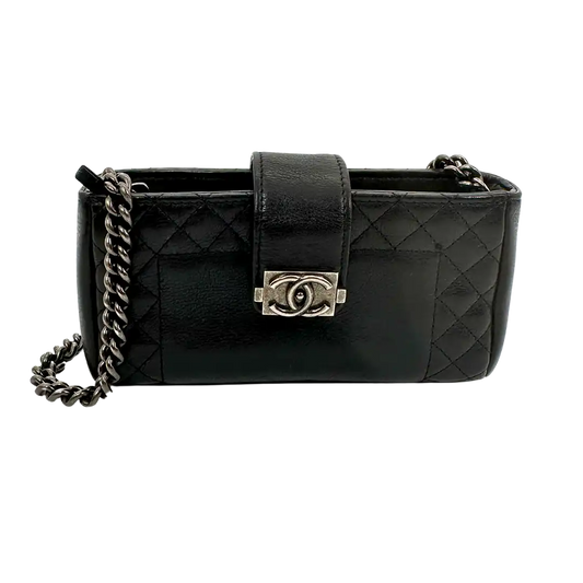 Chanel Boy Reverso Mini Pochette schwarz Kalbsleder / sehr gut Chanel
