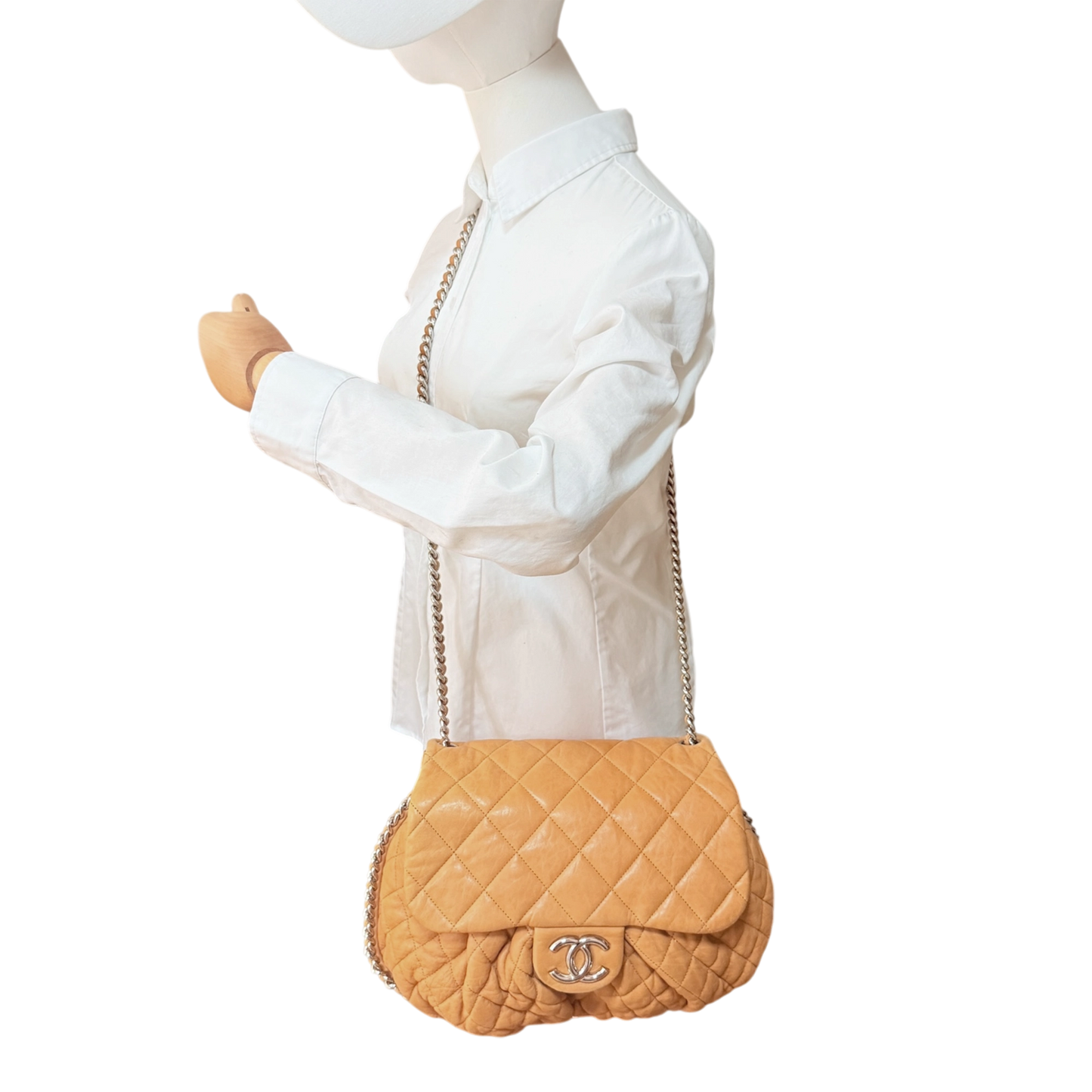 Chanel Chain Around Timeless Flap Bag hellbraun Leder CC-Logo / gut Chanel
