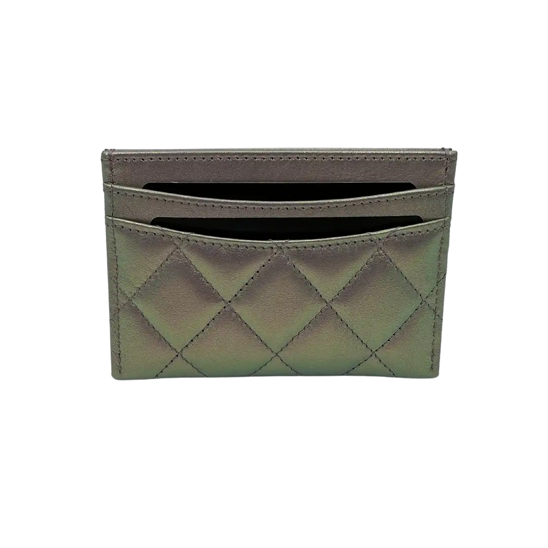 Chanel Iridescent Kartenetui Kartenhalter Leder lila Fullset / neu Echtheitscheck