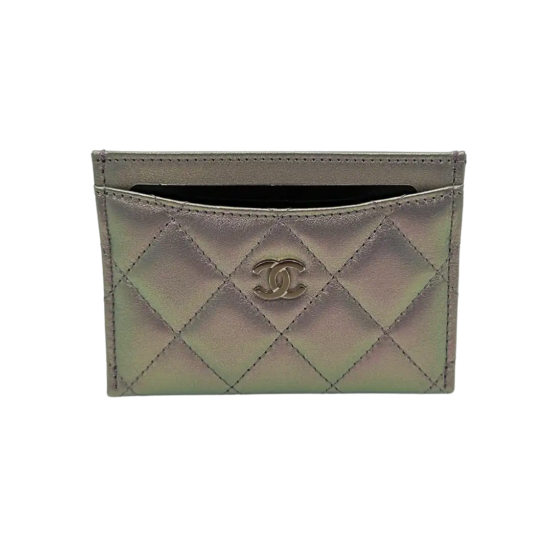 Chanel Iridescent Kartenetui Kartenhalter Leder lila Fullset / neu Echtheitscheck