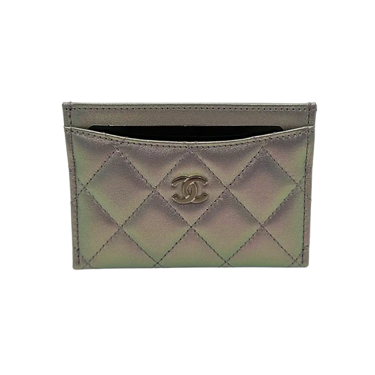 Chanel Iridescent Kartenetui Kartenhalter Leder lila Fullset / neu Echtheitscheck