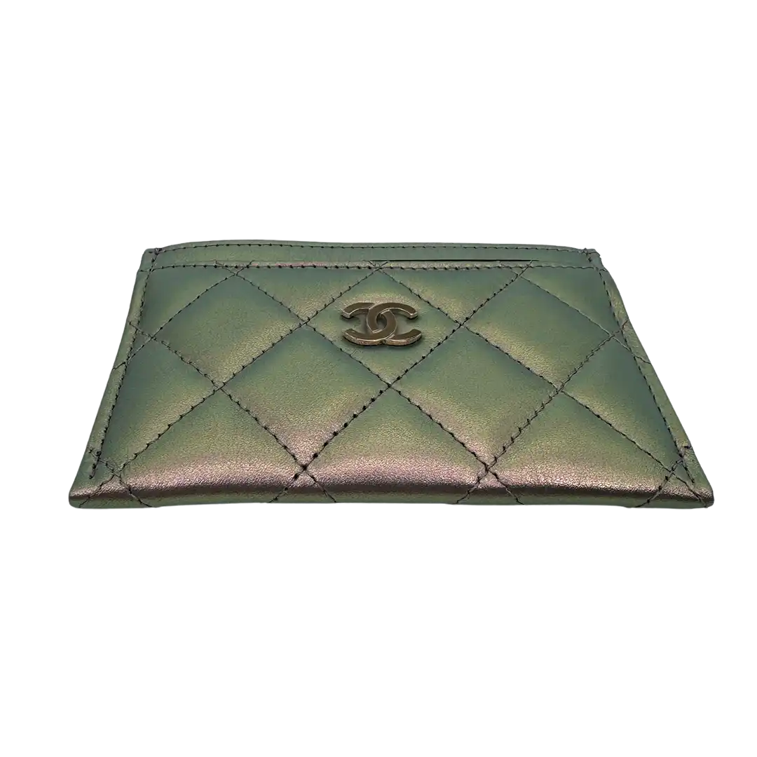 Chanel Iridescent Kartenetui Kartenhalter Leder lila Fullset / neu Echtheitscheck