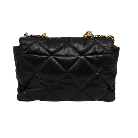 Chanel Chanel 19 Maxitasche glänzendes Ziegenleder schwarz / sehr gut Chanel