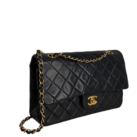 Chanel Timeless Medium Doubleflap Bag Lammleder schwarz GHW / gut Chanel