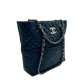 Chanel Matelasse Coco Mark Chain Tote Bag Schultertasche Leder navy ultra rar / sehr gut Chanel