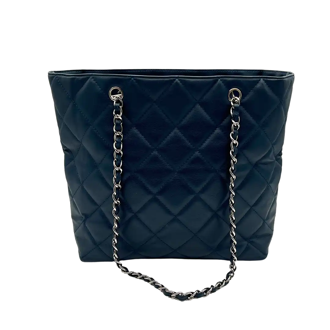 Chanel Matelasse Coco Mark Chain Tote Bag Schultertasche Leder navy ultra rar / sehr gut Chanel