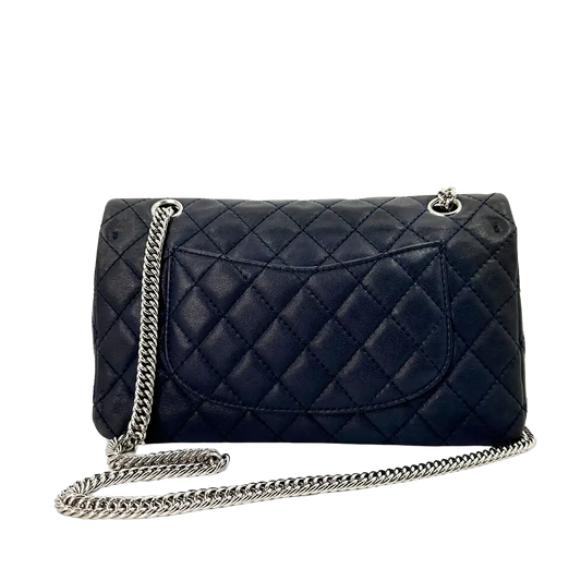 Chanel Timeless Double Flap Bijoux Chain Medium dunkelblau Lammleder / sehr gut Chanel