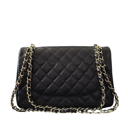 Chanel Timeless Jumbo Double Flap Bag 2011 schwarz Kaviarleder Fullset / sehr gut Chanel