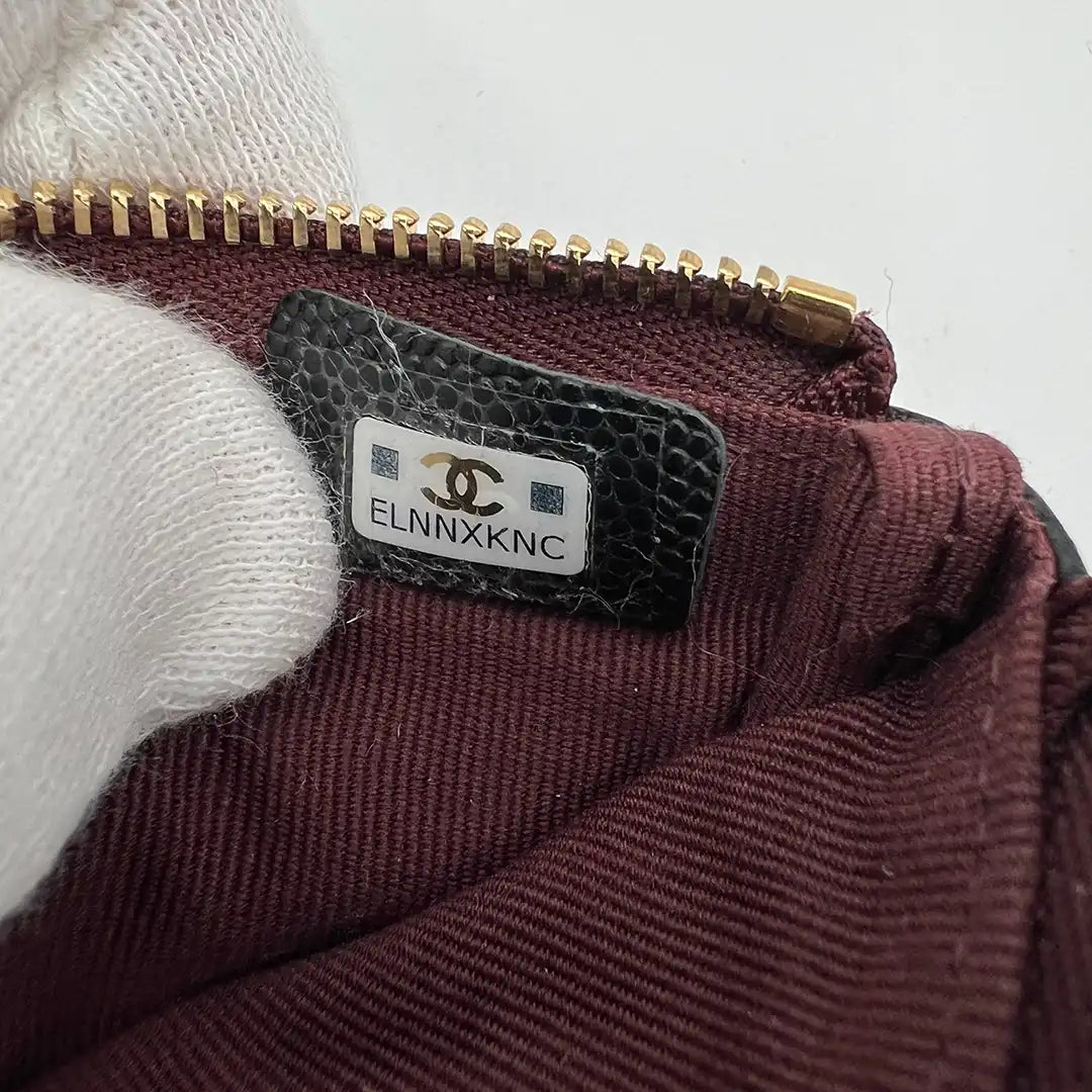 Chanel kleine Geldbörse CC Kaviar Leder schwarz / neuwertig Chanel