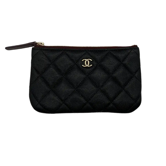 Chanel kleine Geldbörse CC Kaviar Leder schwarz / neuwertig Chanel
